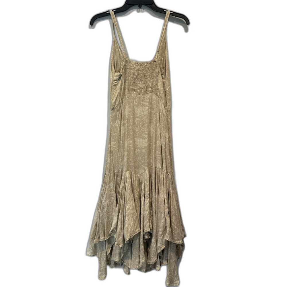 Jen's Pirate Midi Dress Booty Lace Up Boho Prairie Floral Beige Hippie Women S - Picture 6 of 12